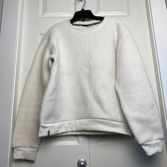 Tentree Cream Teddy Fleece Pullover Crewneck Sweater Medium - Picture 1 of 10